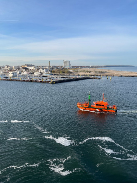 Morgens 9.00 Uhr mit der Fähe von Rostock nach Gedser.