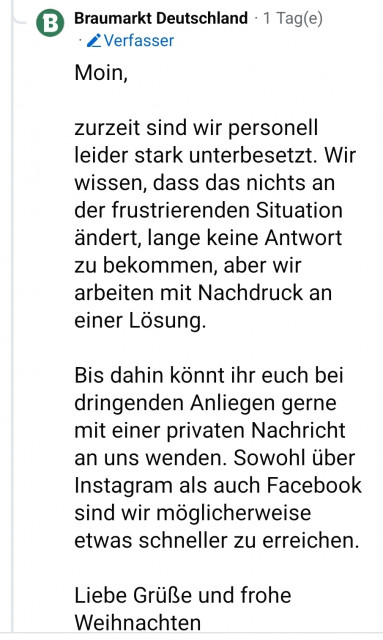 So steht es da seit gestern.