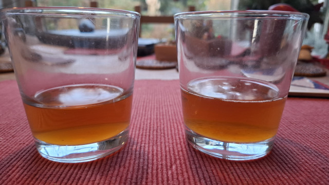 24h später: die jüngere Probe riecht auch nach überreifer Mango