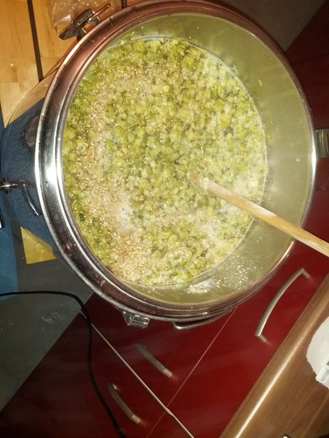Beim Einmaischen mit Hopfen, riecht echt sau gut.
