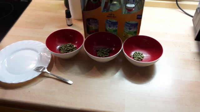 Die drei Hopfengaben vorbereitet