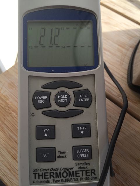 Temperatur, nach Kühlung mit Zisternenwasser ...