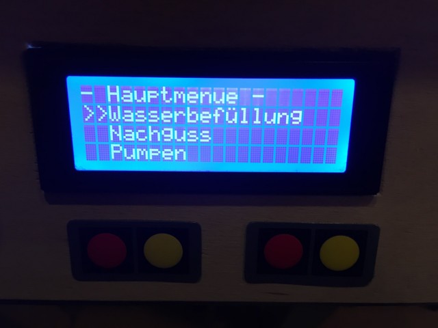 Hauptmenü, 3 Gruppen - Wasserbefüllung-Nachgus-Pumpen