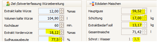 Berechnungen HG/NG/VW im BrewRecipeDeveloper