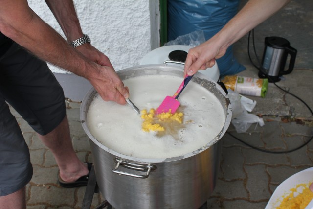 Hier das Problem mit der Polenta. Klumpen!!! Argh...