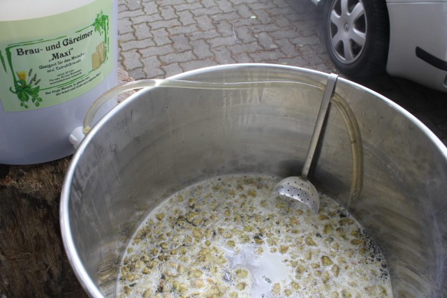 Eine hilfreiche Konstruktion damit der Treber nicht trocken läuft. Das Läutern war recht schnell schön klar und es verlief absolut reibungslos. Man hört ja öfter von Problemen beim Samba Pale Ale.