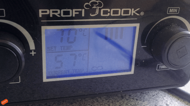 Auf Einmaisch-Temperatur hoch heizen. Erste und einzige Rast war bei 67°C für 70 min.