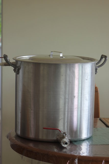 Mein 100 Liter Kombitopf zum Maischen, Läutern und Kochen.