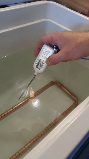 Wasser auf Einmaischtemperatur im Bottich...