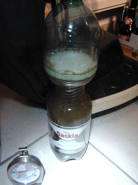Mein Gärbehältnis mit 1,1 Liter Würze als Inhalt.