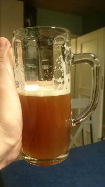 Mal ein Selbstgebrautes zwischendurch. Ging echt gut und das erste mit eigenem Hopfen!