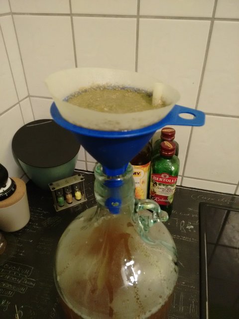 Hopfen durch den Kaffeefilter ablaufen lassen