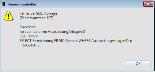 Fehlermeldung beim Start des KBH