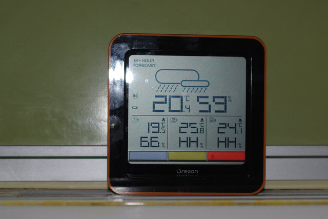 Sensor 1 Fenster / Sensor2 über dem Gardienenbrett / Sensor 3 auf dem Hängeschrank
