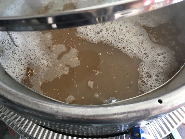 nach kochen wieder umpumpen in den MB, rasten bei 75°C bis jodnormal