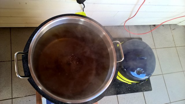 Dann habe ich den Wacholder mit einen Schaumkelle wieder herausbefördert. Zurück blieb der braune Wacholdersud, der &quot;Einerlåg&quot;. Jetzt roch er schon besser und schmeckte -nun ja - zumindest ganz ok.