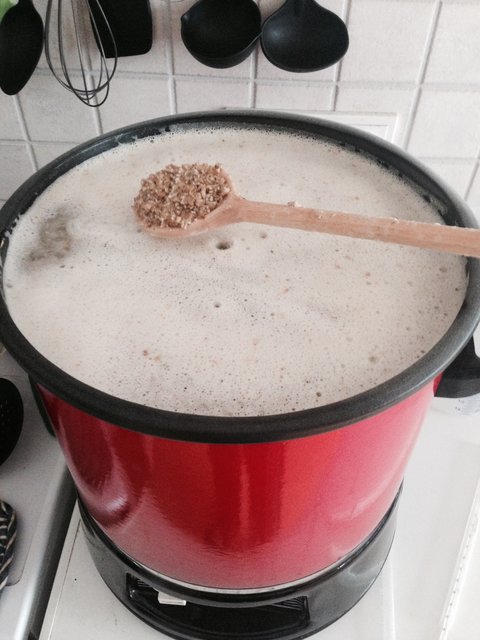 Mit knapp 4 Kilo Pilsner Malz und 200g Sauermalz eingemaischt.