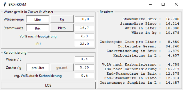 Korrekturberechnung für Karbonisierung