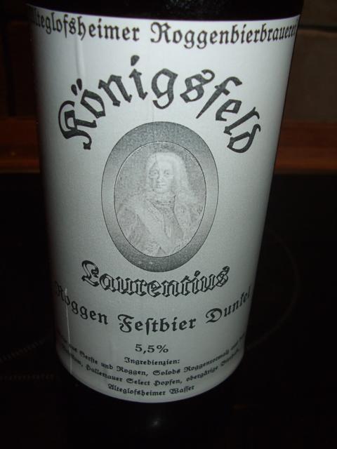 Das Etikett - Königsfelds Emblem deutlich erkennbar<br />Die Angaben hierzu siehe Text