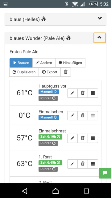 Rezeptbildschirm (Übersicht)